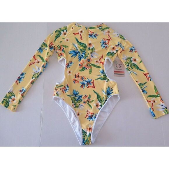 Ocean Pacific OPTR22209 Women's Sz L Tropicana Print Long Sleeve Swimsuit $100+ - Picture 5 of 10